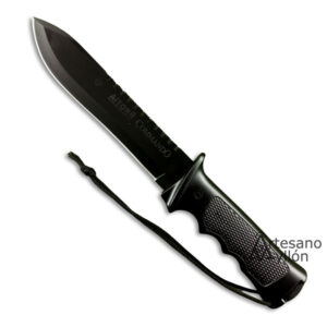 Cuchillo Aitor Comando Negro con hoja negra y mango texturizado