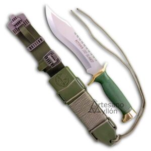 Cuchillo Aitor Oso Blanco con funda táctica y mango de poliamida verde