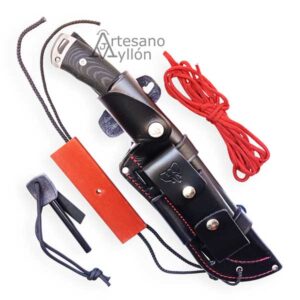 Cuchillo Cudeman Boina Verde 299-BC en su funda con todos los accesorios