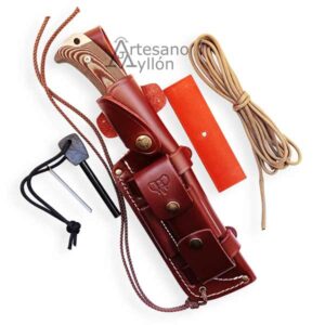 Cuchillo Cudeman Entresierras 155-XC con funda de cuero y kit de supervivencia completo