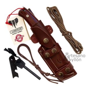 Cuchillo Cudeman FAB 298-KP edición limitada en funda de cuero con pedernal, cuerda y certificado