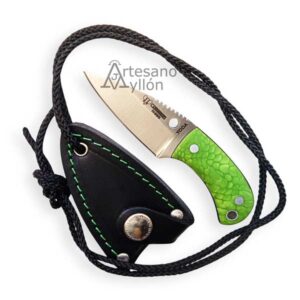 Cuchillo Cudeman Yoda 200-JV con funda de cuero negra y cuerda de nylon