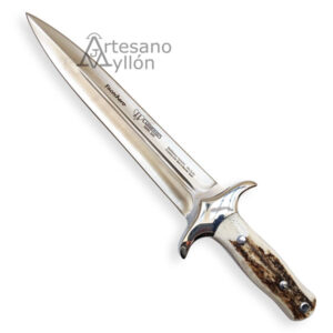 Cuchillo de remate Cudeman Facochero 105-C con hoja de acero y mango de ciervo
