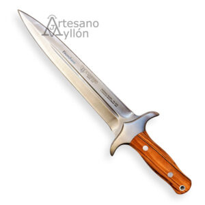 Cuchillo de remate Cudeman Facochero con hoja de punta de daga y mango de madera de olivo