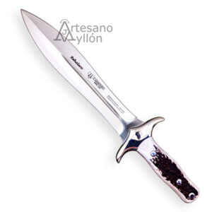 Cuchillo Cudeman Rehalero 104-C con mango de asta de ciervo y hoja tipo lanza satinada