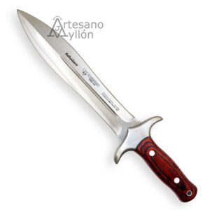 Cuchillo de remate Cudeman Rehalero 104-R con hoja tipo lanza y mango de estamina roja
