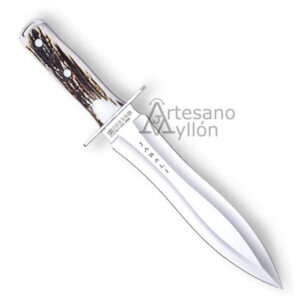 Cuchillo de remate Joker Jabalí CC-110 con hoja spear point y mango de asta de ciervo