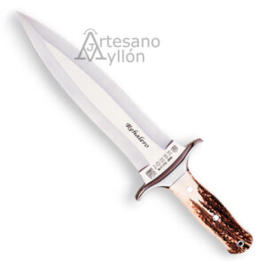 Cuchillo de remate Joker Rehalero CC-10 con hoja spear point y mango de asta de ciervo