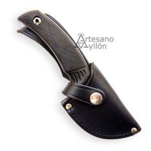 Cuchillo Cudeman Haakon 137-H enfundado en cuero negro de alta calidad