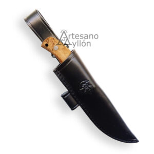 Cuchillo J&V Álamo Abedul 1013-AB con funda negra de cuero