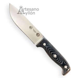 Cuchillo J&V BS9 1601-M1 con hoja drop-point y mango de micarta negra-gris