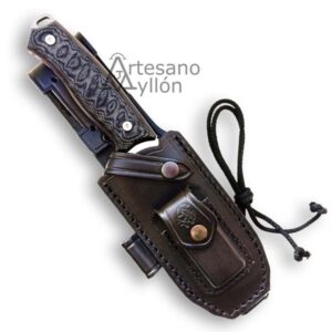 Cuchillo J&V Chacal 1336-M1 con mango de micarta negra y hoja drop-point