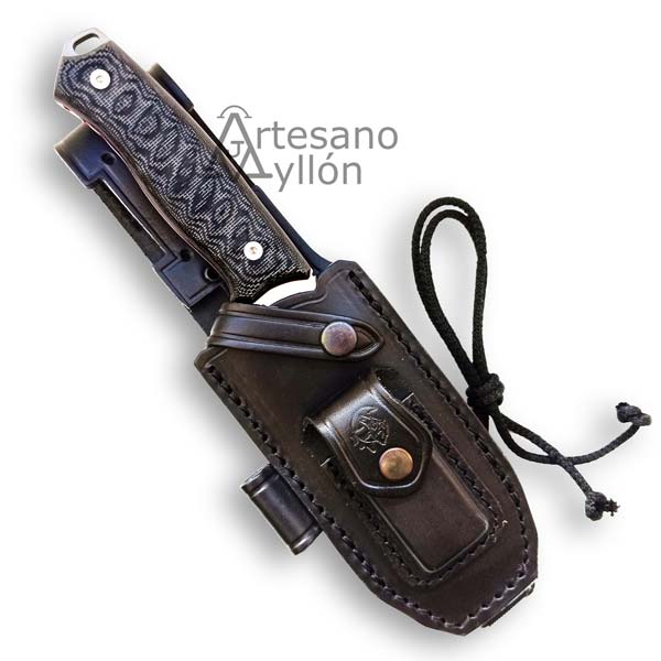 Cuchillo J&V Chacal 1336-M1 con mango de micarta negra y hoja drop-point