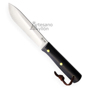 Cuchillo Main Survival 3000 con hoja lisa de acero inoxidable y mango negro de madera prensada, presentado sobre fondo blanco.