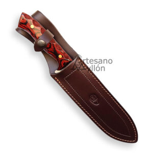Cuchillo Muela Machete enfundado en funda de cuero marrón