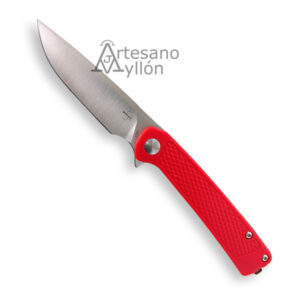 Navaja Boker Plus Fire Ant Red 01BP0008 abierta, con hoja de acero inoxidable y mango rojo texturizado.