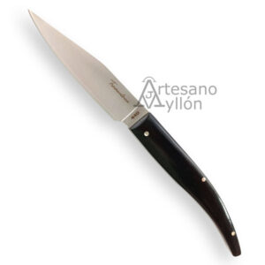 Navaja Tramuntana N92E abierta, con hoja satinada de acero inoxidable 440 de 8,4 cm y mango de madera de ébano pulido.