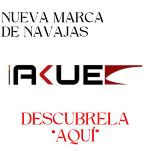 Imagen promocional de la nueva marca de navajas Iakue con logotipo en negro y rojo y texto que invita a descubrirla.