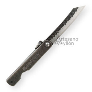 Navaja japonesa Miyamoto Higonokami 76146 abierta, hoja de acero inoxidable martilleado de 7,5 cm.