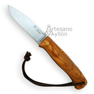 Navaja Joker Ártica NO-156 abierta con hoja de 8 cm y mango de madera de olivo.