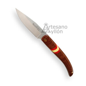 Navaja Muela P-8ESP abierta con hoja MOVA y mango de madera prensada con bandera de España