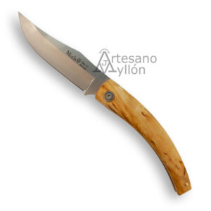 Navaja Muela P-8LB abierta con hoja MOVA y mango de abedul.
