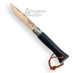 Navaja Opinel NEO6 Opiflex abierta con hoja de acero inoxidable y mango de madera de ébano