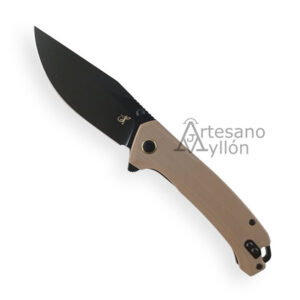 Navaja Salamandra Tek 846522 con hoja 14C28N de 8,5 cm, mango G10 beige, liner lock y flipper.