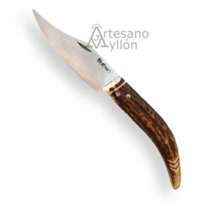 Navaja Bueno curva de 7,5 cm con mango de asta de ciervo