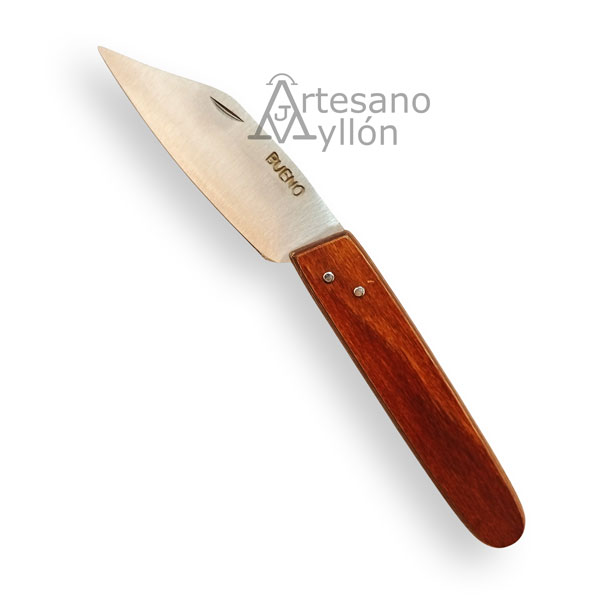 Navaja Bueno recta con mango de madera laminada