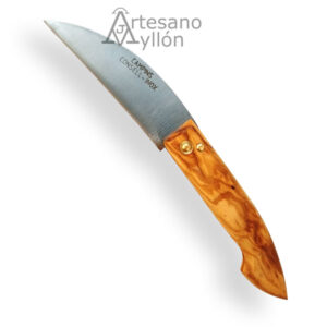 Navaja Campins Pastor Inox N1 001 abierta con hoja curva y mango de madera de olivo