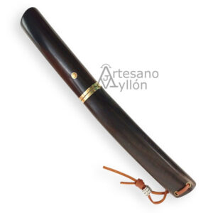 Funda de ébano del cuchillo Tramuntana Tanto H1201N con cordón de cuero y acabado oscuro pulido