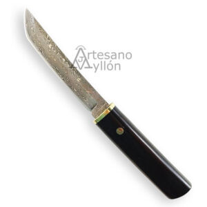 Cuchillo Tramuntana Tanto H1201N con hoja de acero damasco VG10 de 67 capas, punta tipo tanto y mango de ébano oscuro con virola metálica