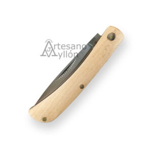 Navaja Third Campaña N196A cerrada mostrando mango de madera de arce claro con veta suave y estructura compacta.