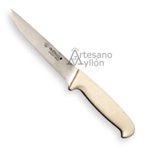 Cuchillo Cudeman Ibérico descortezador 703-B, con hoja satinada de acero Molibdeno Vanadio y mango ergonómico de micarta blanca con separador rojo.
