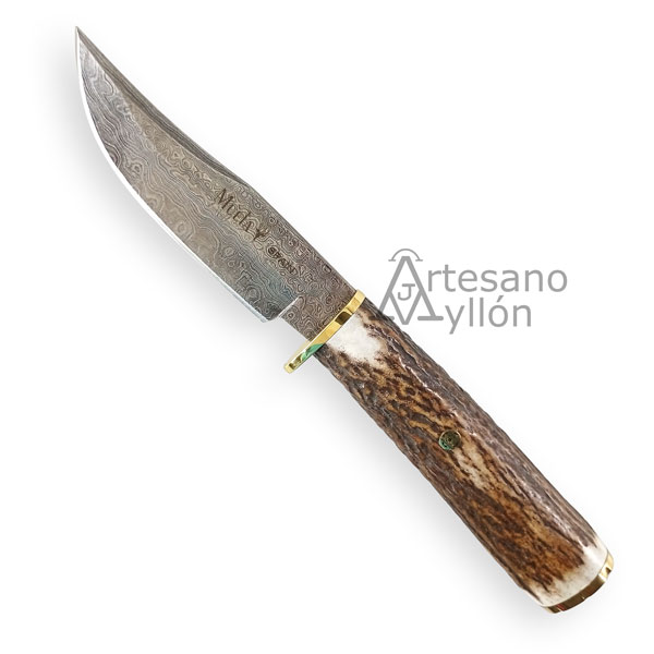 Cuchillo Muela BRACO-11DAM – Damasco 576 Láminas y Asta de Ciervo