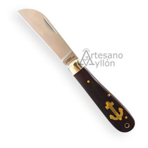 Navaja Böker History Ankermesser 01HY003 con hoja de acero 1.4116 de 7,3 cm, mango de ébano, ancla de latón y cierre Slipjoint. Tradición marinera.
