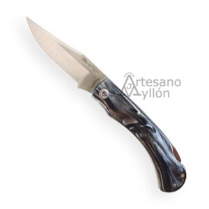 Navaja Miguel Nieto Iberia 649-PERLA con hoja MOVA 1.4116 de 8 cm, mango de metacrilato negro perlado y bloqueo Back Lock. Fabricada en Albacete.